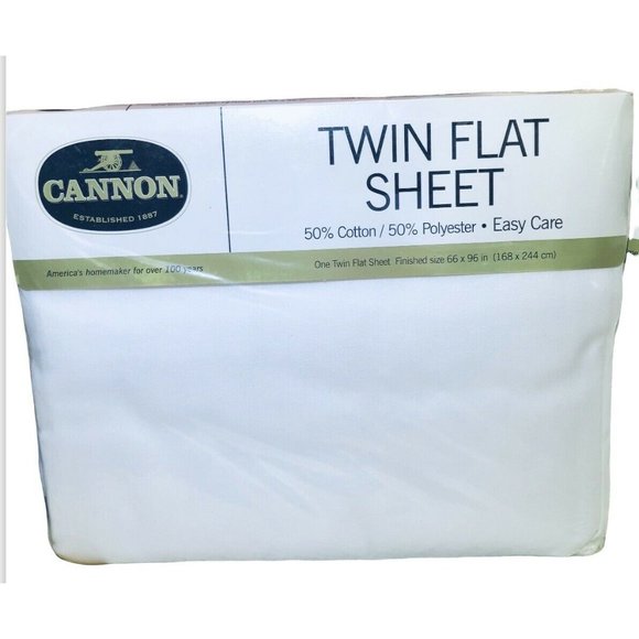 Vintage CANNON Twin Flat & Fitted White Sheet Set Made in USA Cotton/Polyester - Picture 6 of 6